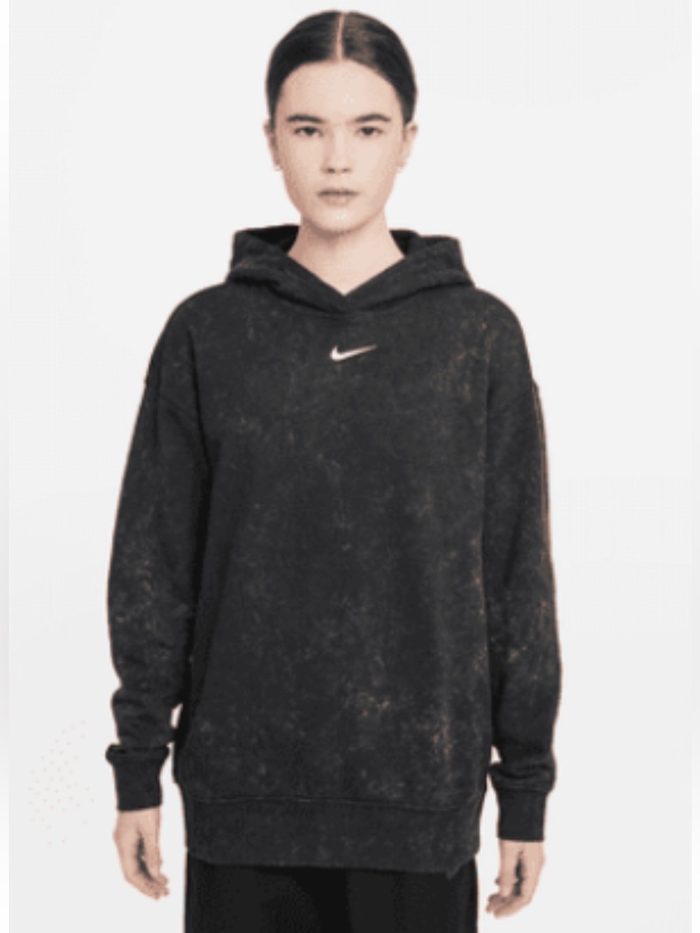 Nike Black Washed Pullover Hoodie with White Swoosh